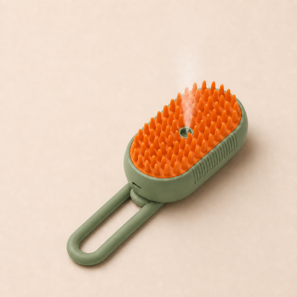 Cepillo 3en1 para Perros y Gatos — Masaje, Niebla y Recoge Pelo en color Green Mango, función de niebla fina